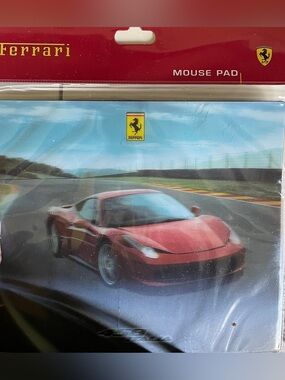 Ferrari Red and Blue Printed Racing Mouse Pad